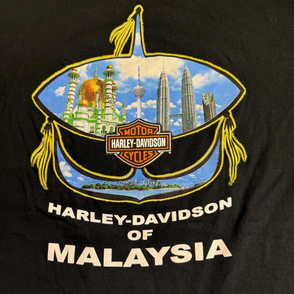 Harley-Davidson Men's Malaysia Flame Graphic Black T-Shirt Size XL